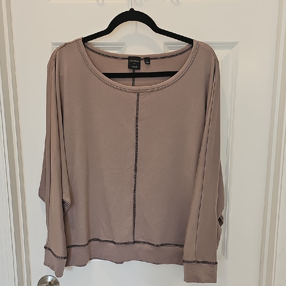 Cyrus Women's Taupe Sweatshirt with Seam Details